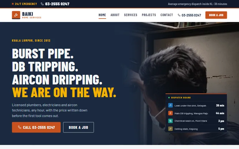Website design for a home services company